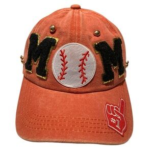 Orange Baseball Cap with Embroidered Details